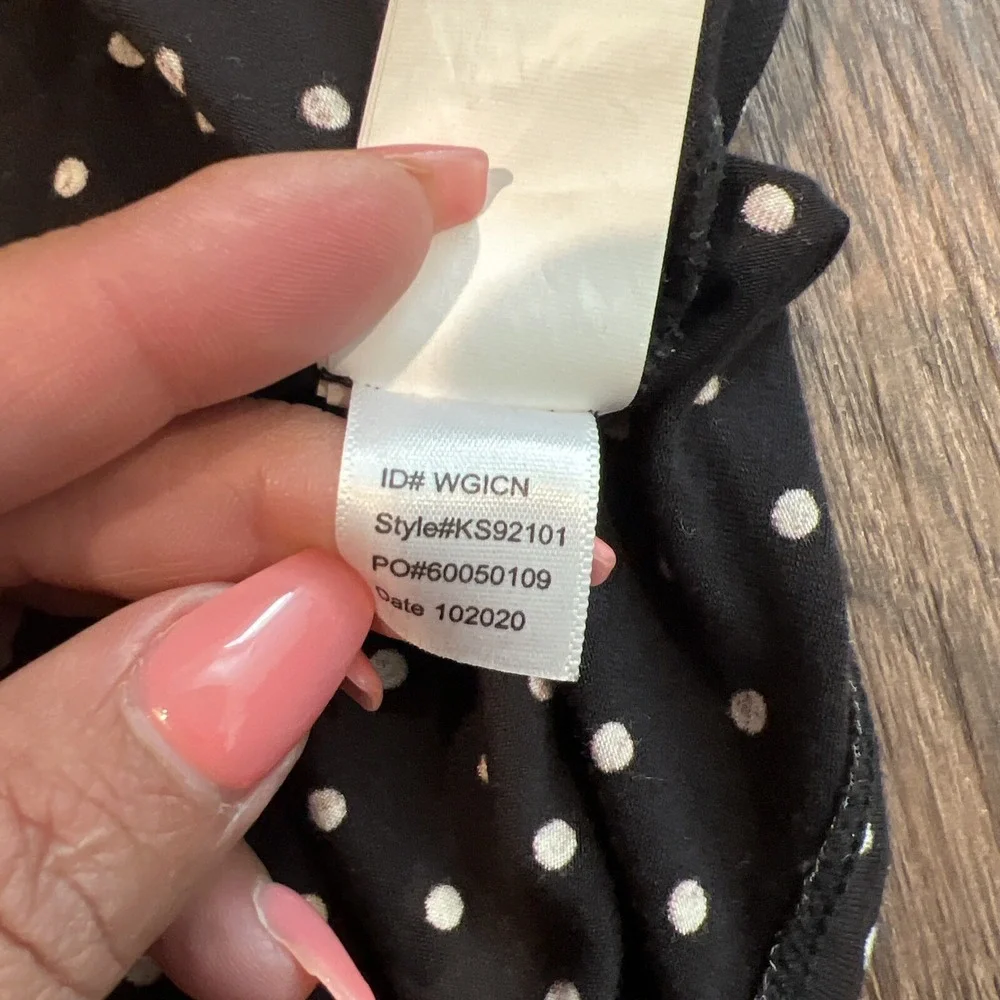 Kate Spade New York  polka Dot Black & White 1/2 Ruffle Sleeve Top Blouse S-CH